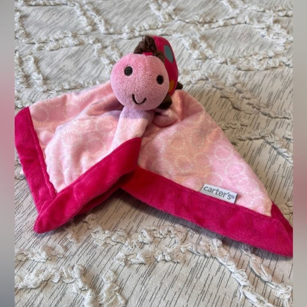 Carter's Ladybug Security Blanket Pink Plush Soft Lovey
